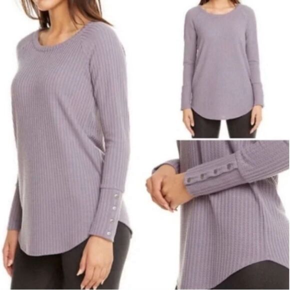 Chaser Waffle Knit Long Sleeve Thermal Top Shirt Lavender Purple Sz XXL NWT - Picture 1 of 14
